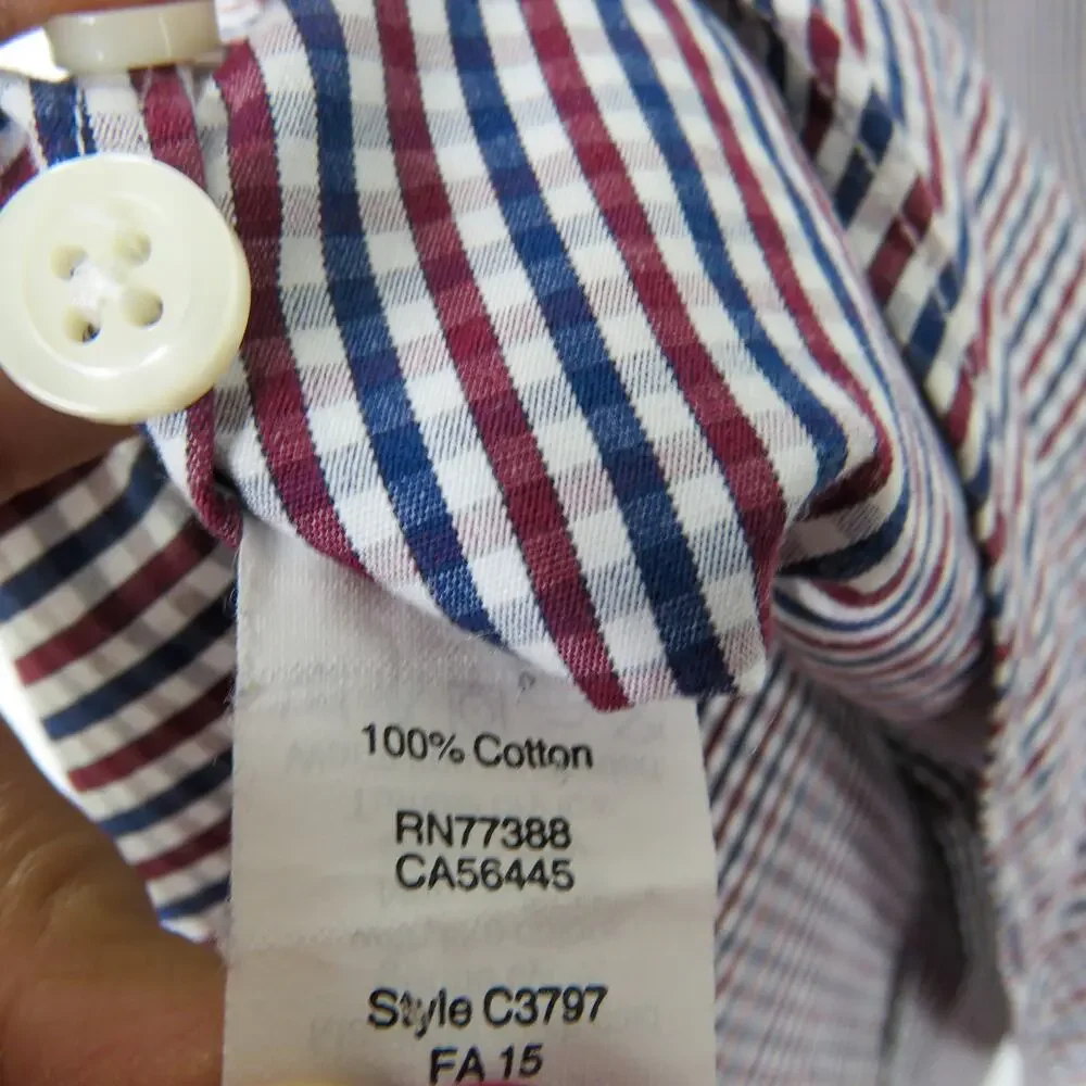 J. Crew Thompson 80's 2 Ply Red Blue Plaid Long Sleeve Button Down Shirt Medium